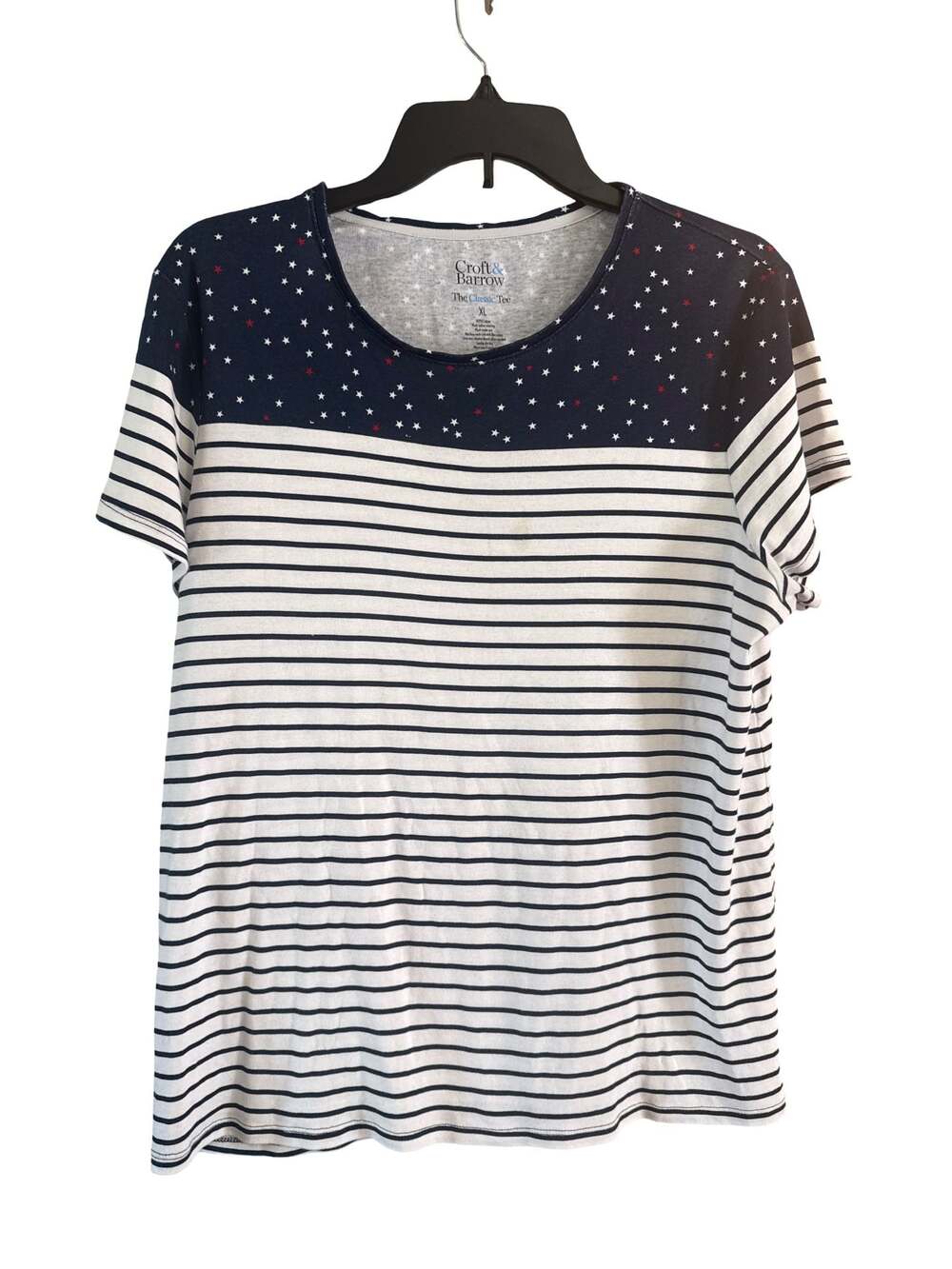 Croft & Barrow The Classic Tee Women's Patriotic Star and Stripe Print T-Shirt X